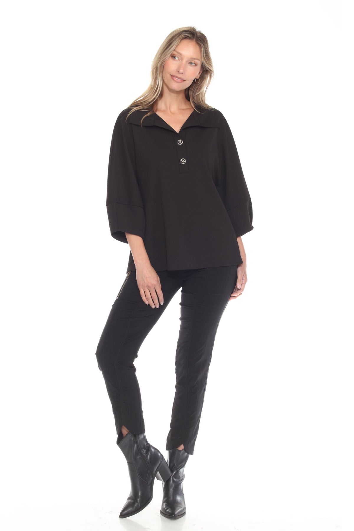 Ornate Button Collared Top - CARINE
