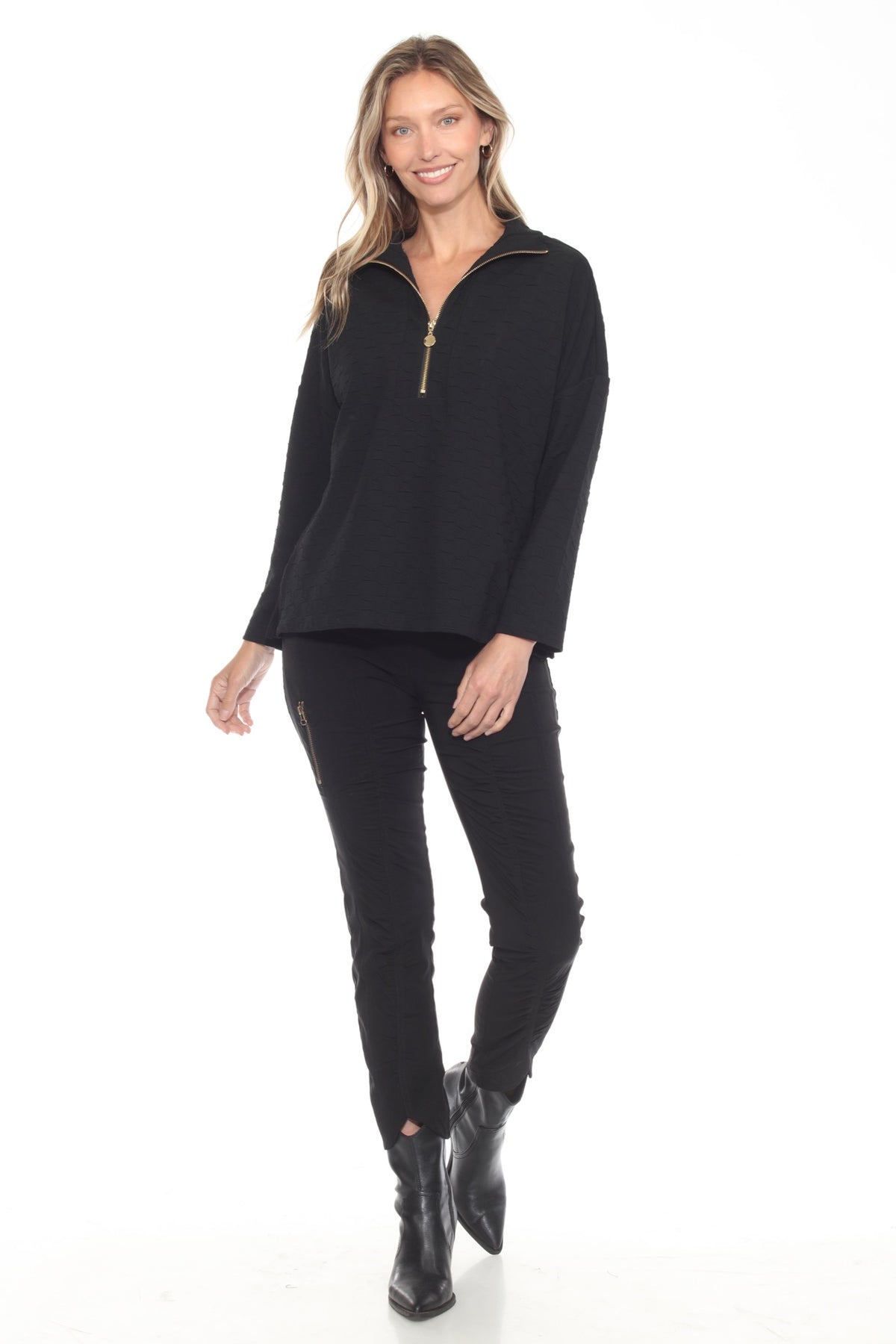 Half-Zip Textured Pullover - CARINE