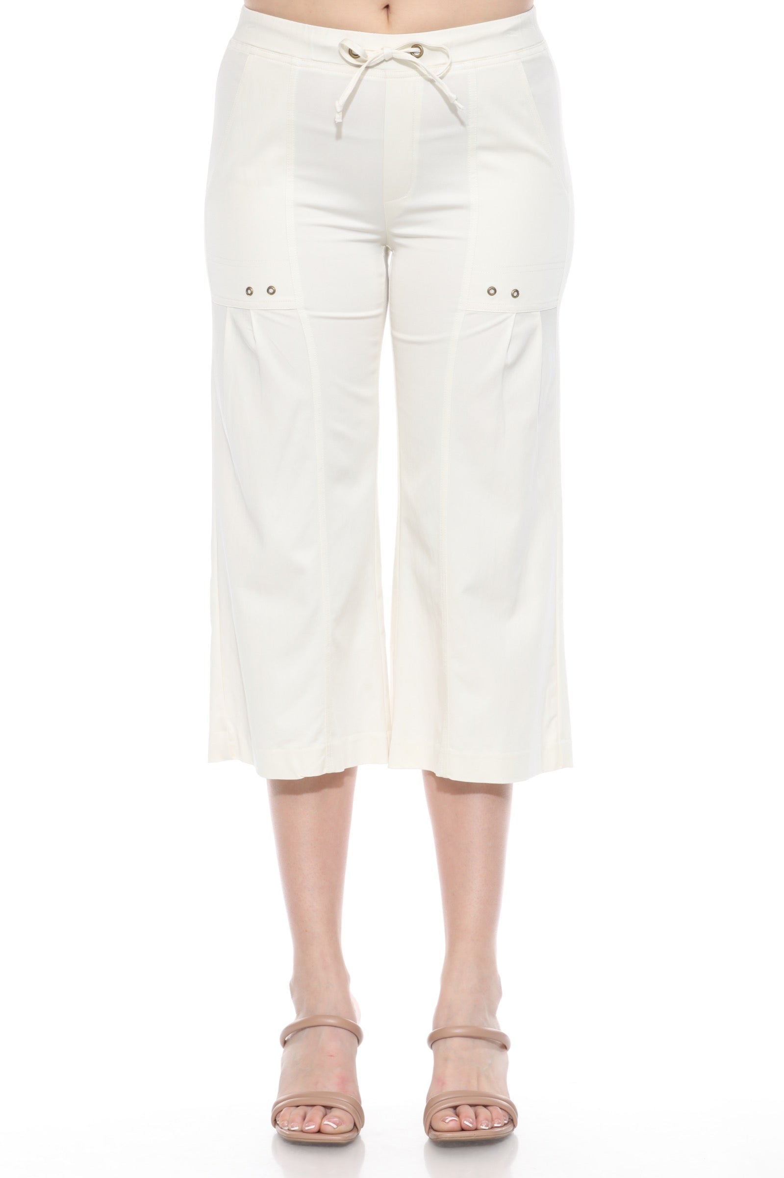 Wide Leg Drawstring Cargo Capri - CARINE