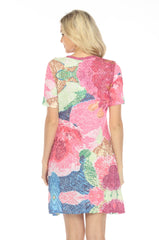 Short Sleeve Dress - Floral Fusion - CARINE