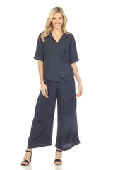 Notch Collar Button Loop Top - CARINE