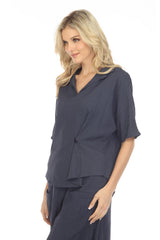 Notch Collar Button Loop Top - CARINE