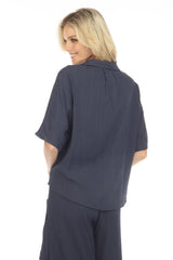 Notch Collar Button Loop Top - CARINE
