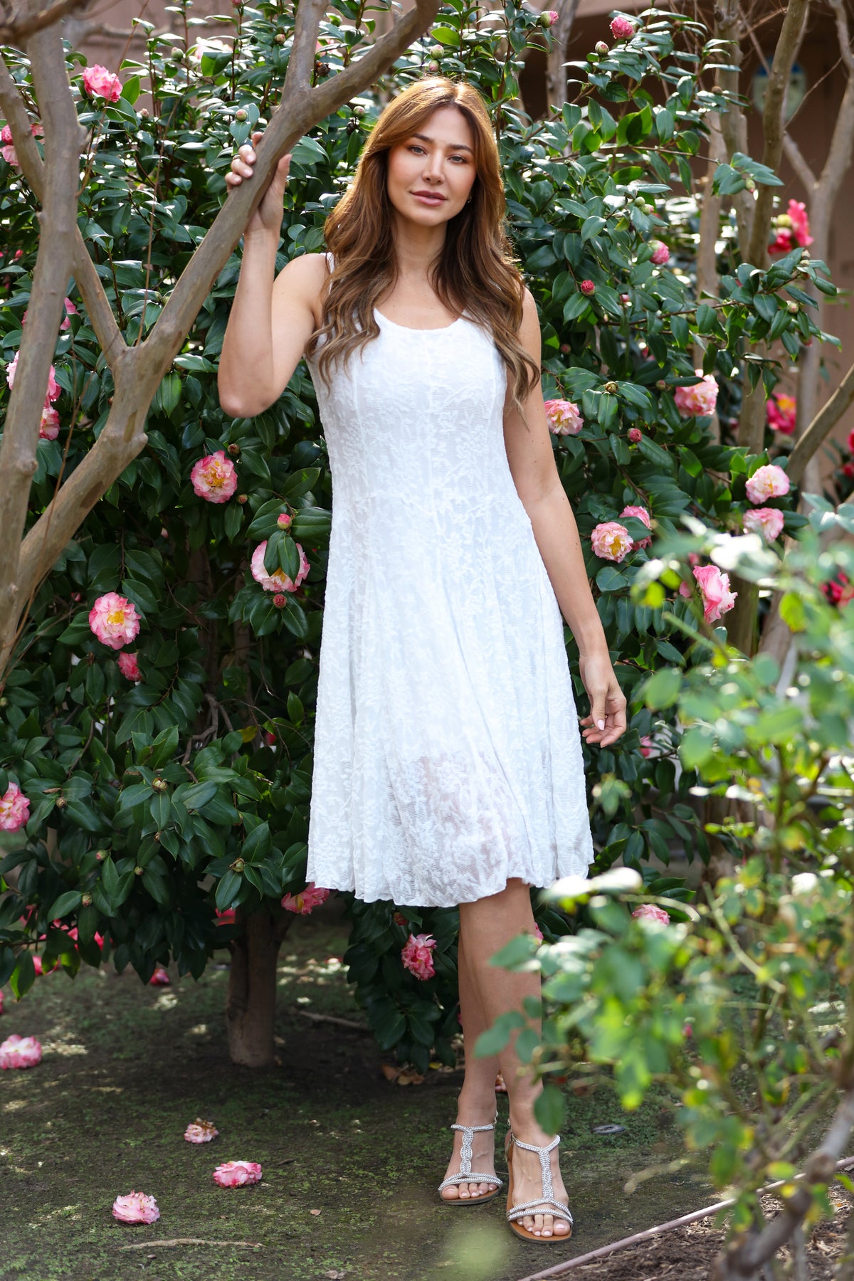 Sleeveless Textured Lace Dress - CARINE