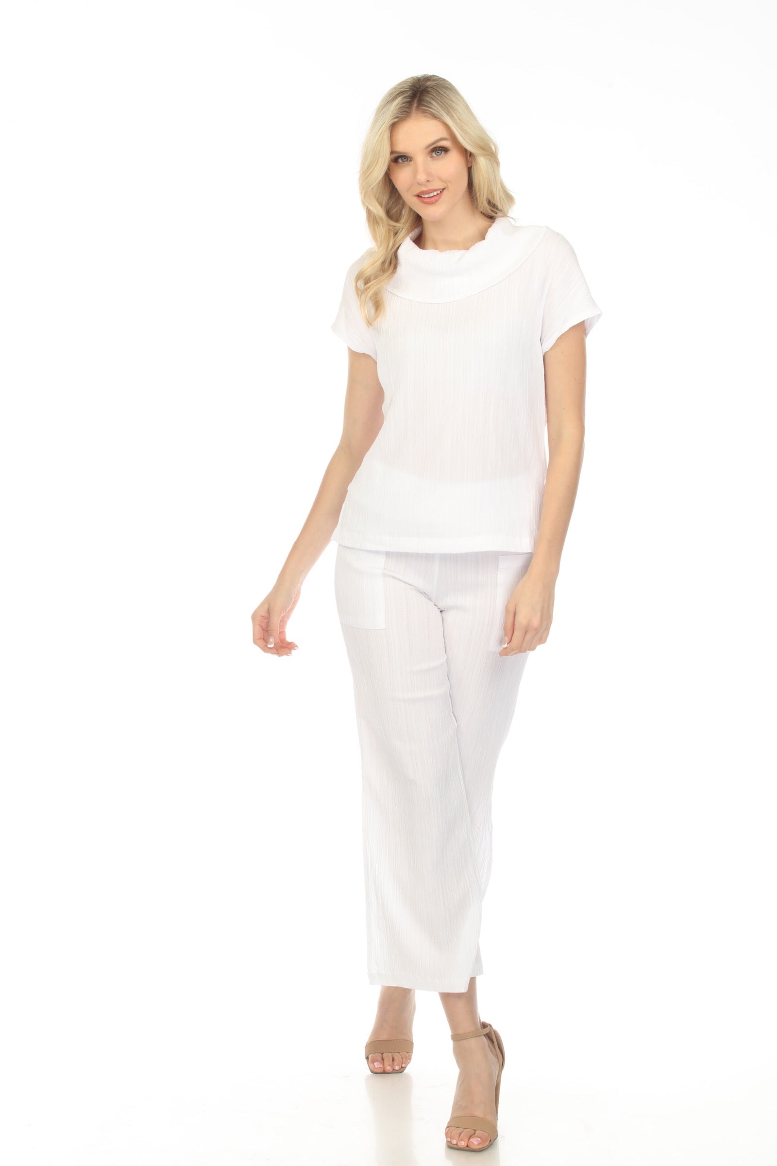 Rolled Collar Split Hem Top - CARINE