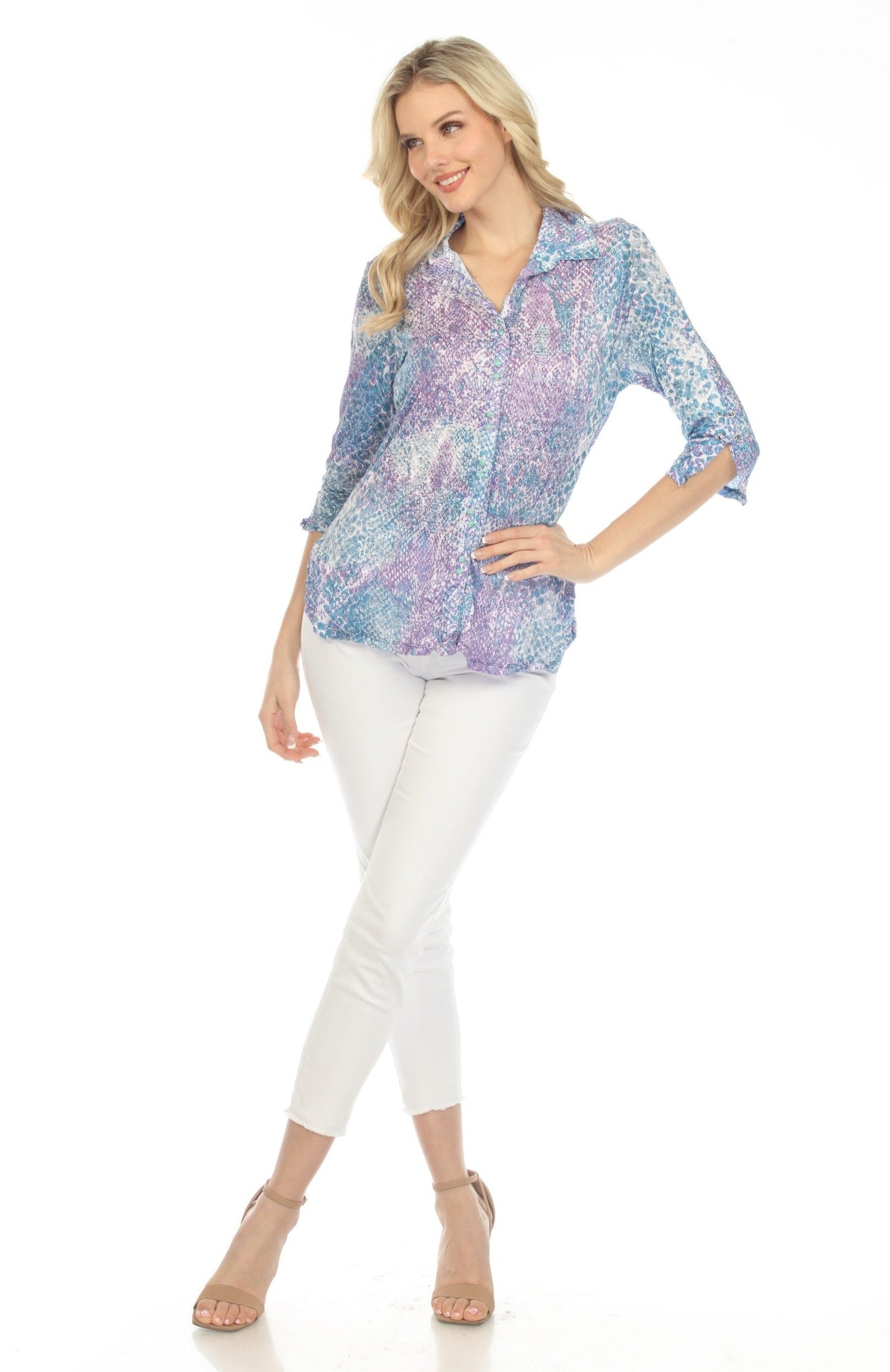 Sabrina Shirt - Aqua Serpent - CARINE