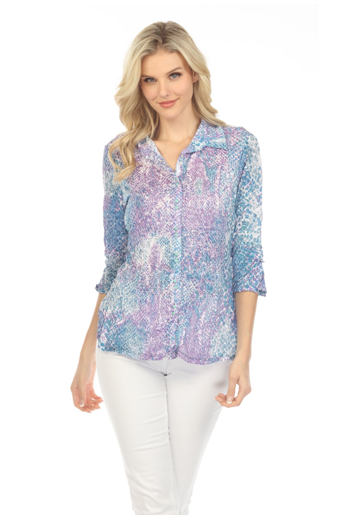 Sabrina Shirt - Aqua Serpent - CARINE