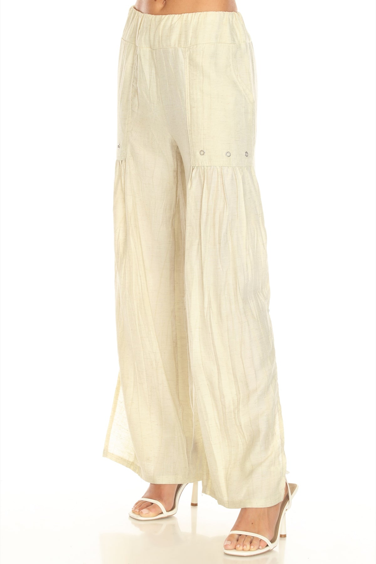 Pleated Linen Wide-Leg Pant - CARINE