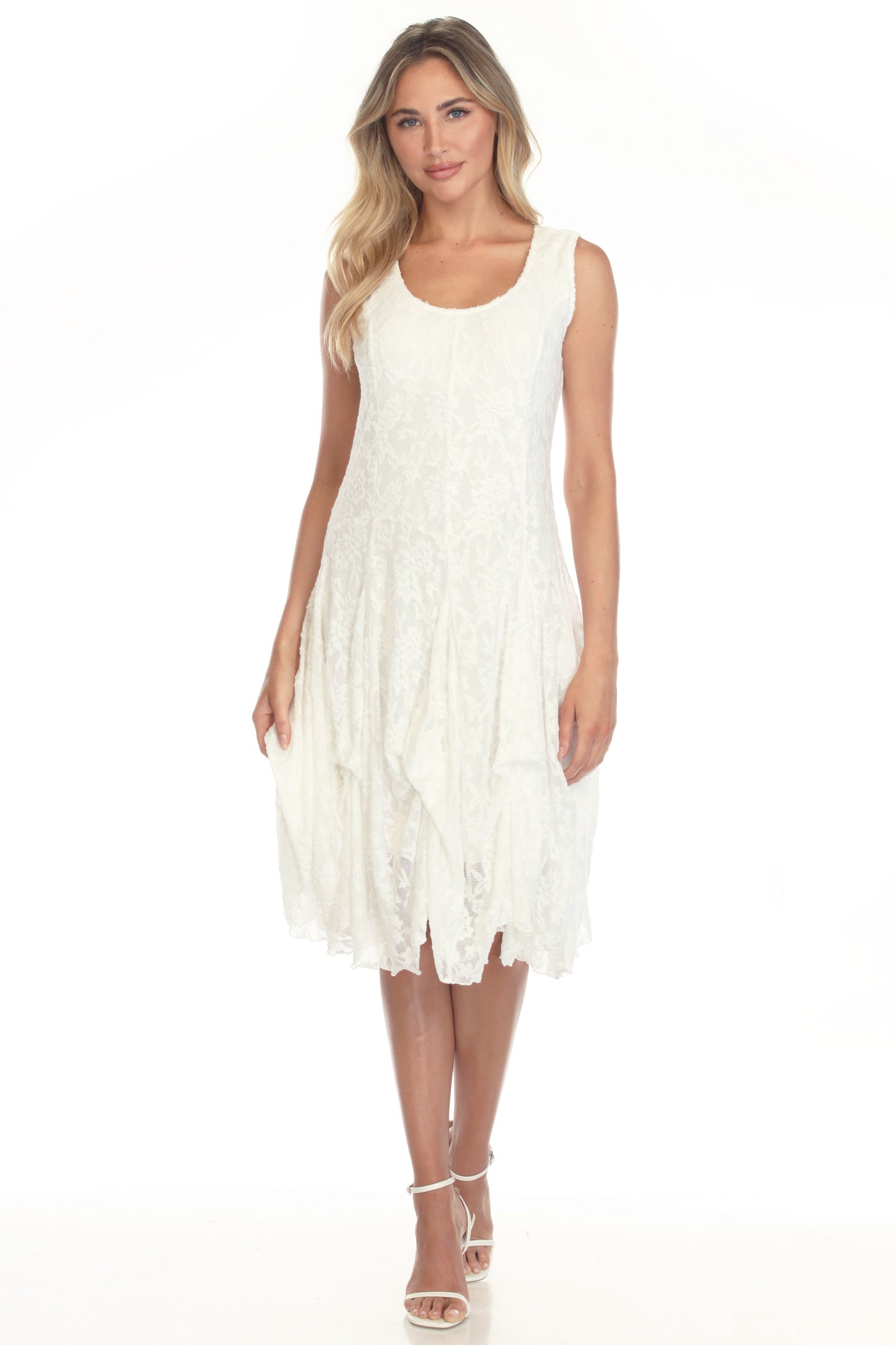 Sleeveless Textured Lace Dress - CARINE