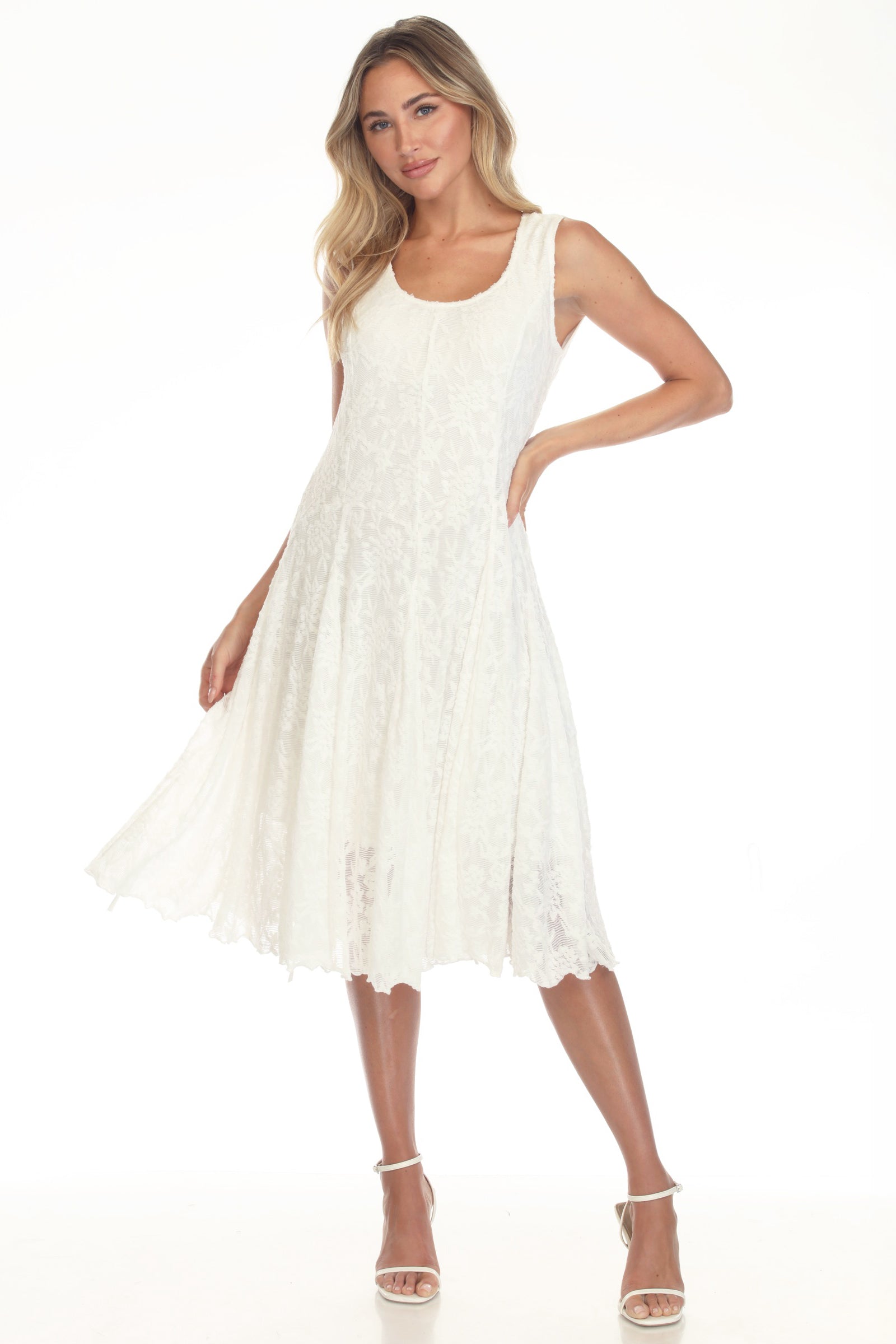 Sleeveless Textured Lace Dress - CARINE