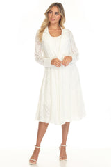 Textured Lace Dress & Duster Set