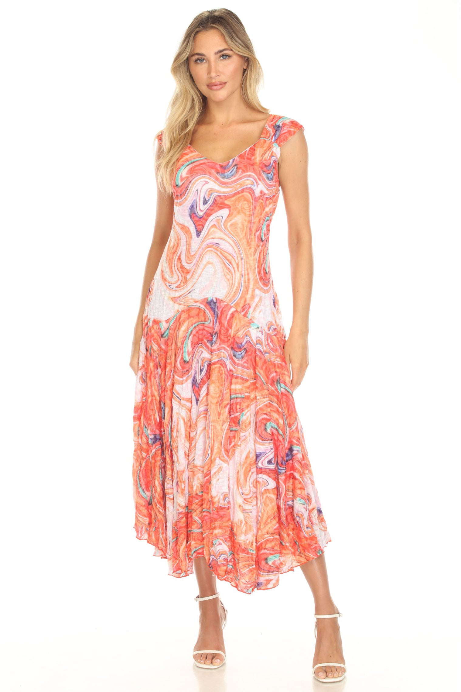 Priscilla Dress - Tangerine Swirl - CARINE