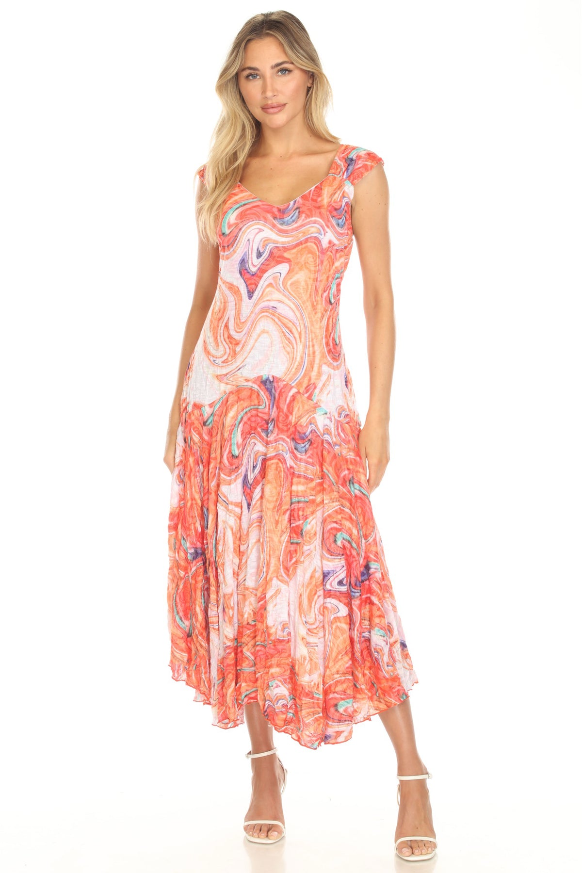 Priscilla Dress - Tangerine Swirl - CARINE