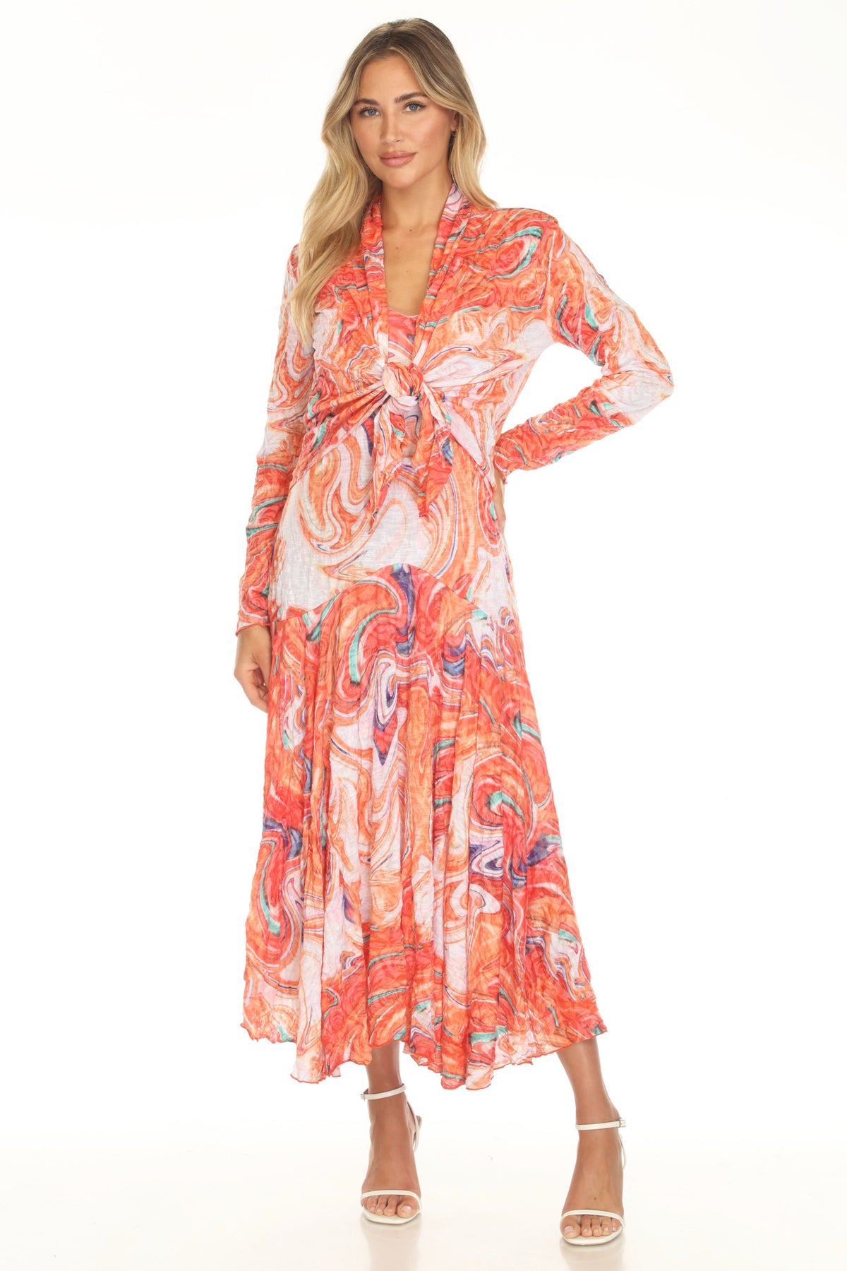 Priscilla Dress - Tangerine Swirl - CARINE