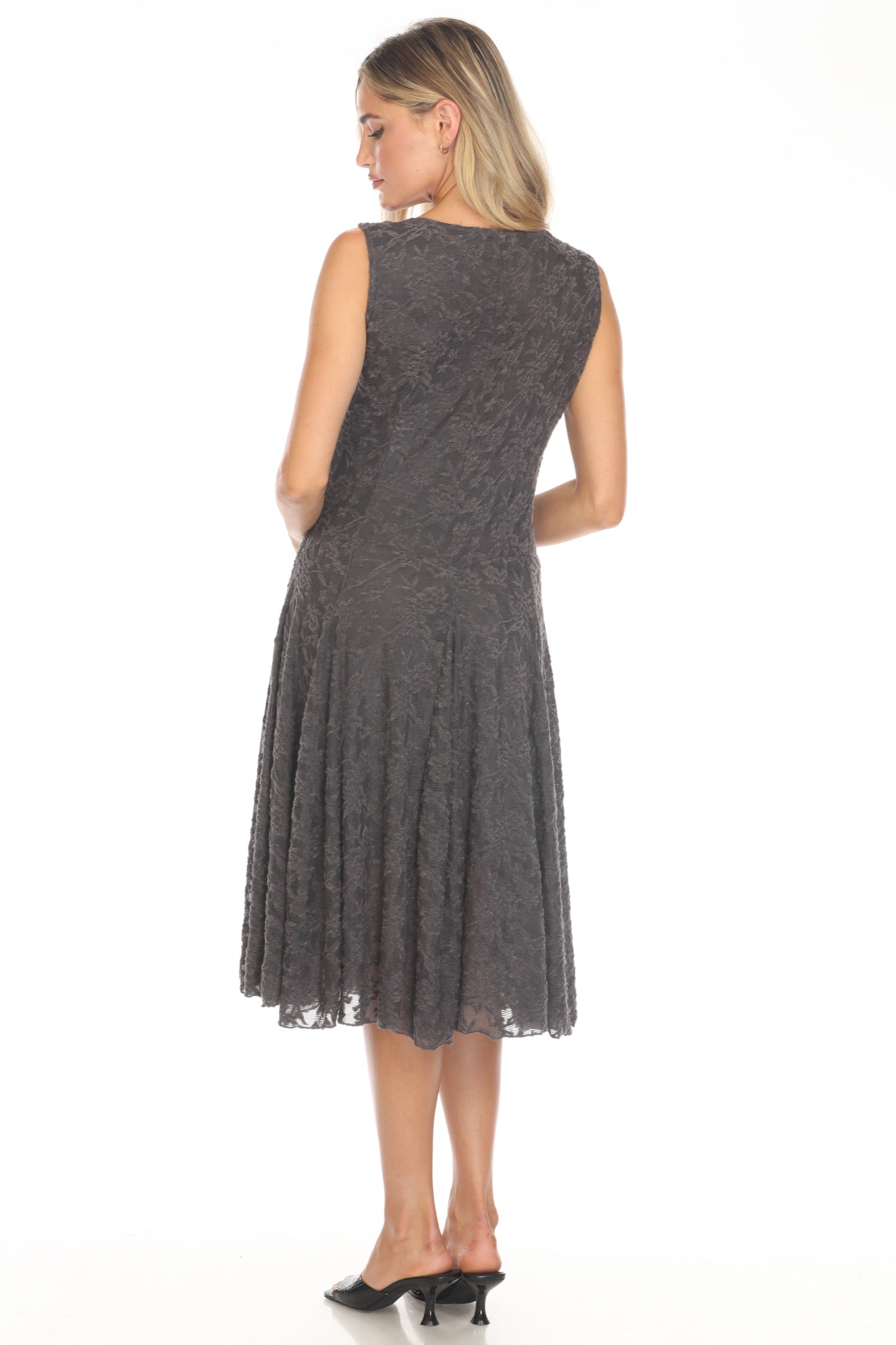 Textured Lace Dress & Duster - Charcoal - CARINE