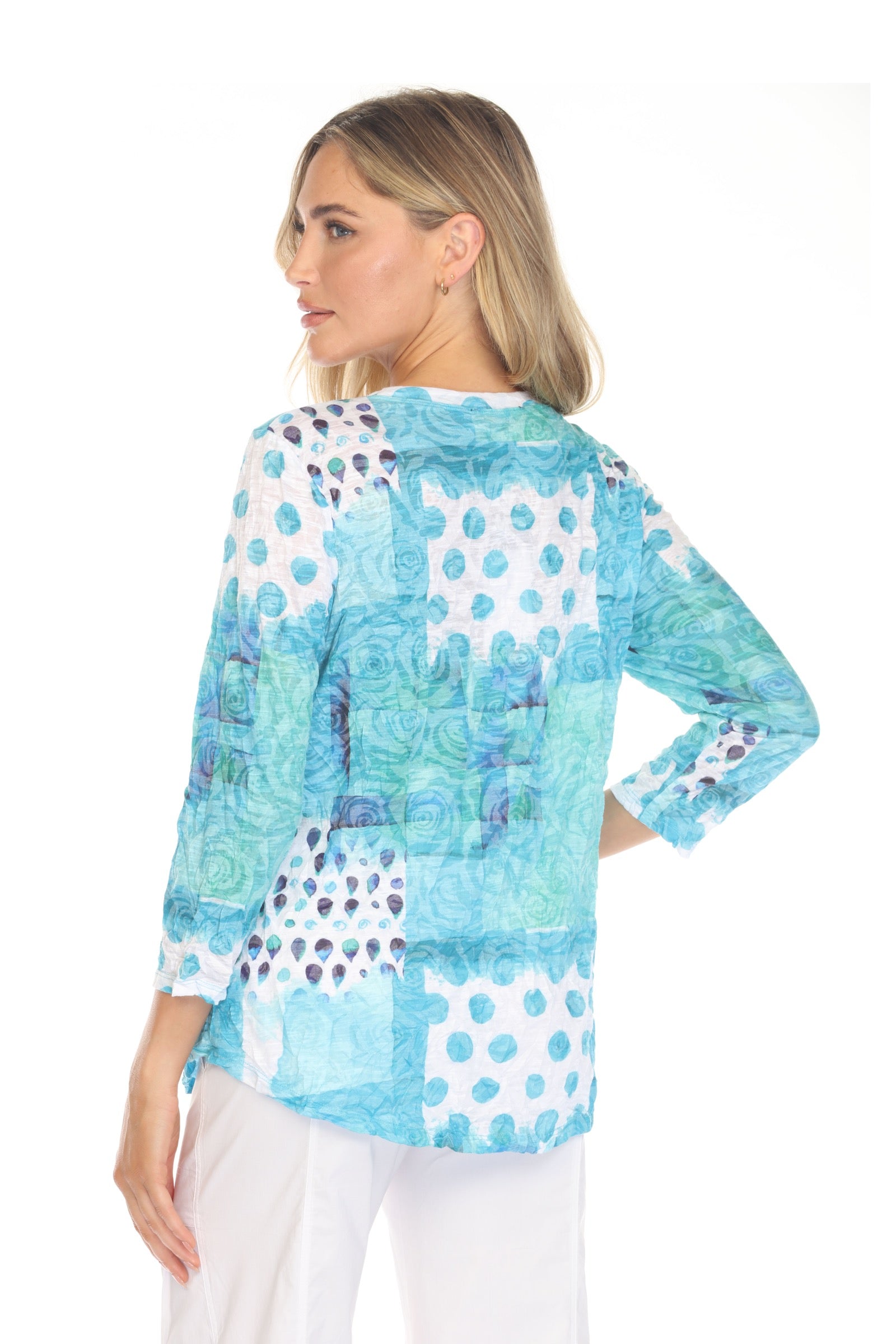 Round-Neck Top - Aqua Rain - CARINE
