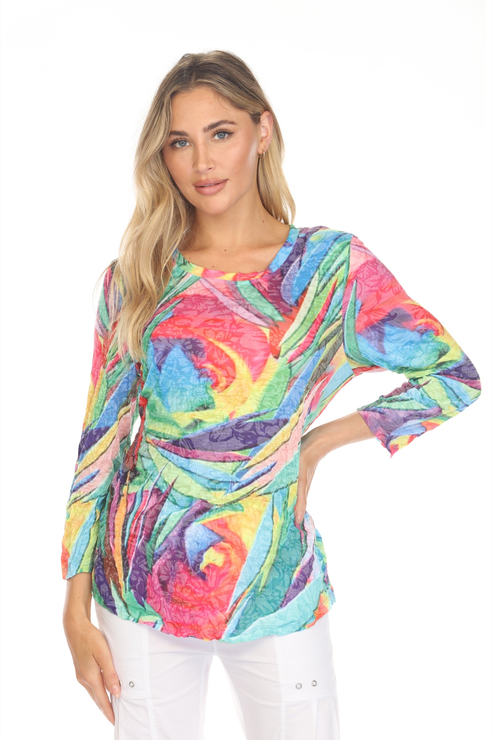 Round-Neck Top - Vibrant Burst - CARINE