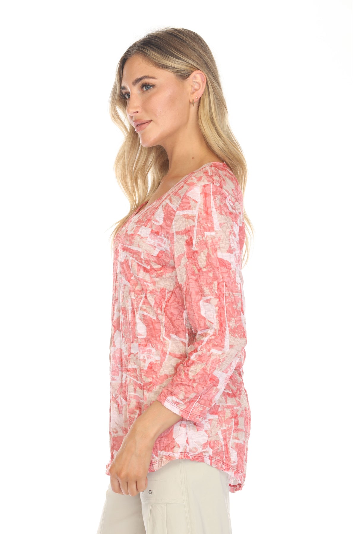 V-Neck Top - Coral Mosaic - CARINE