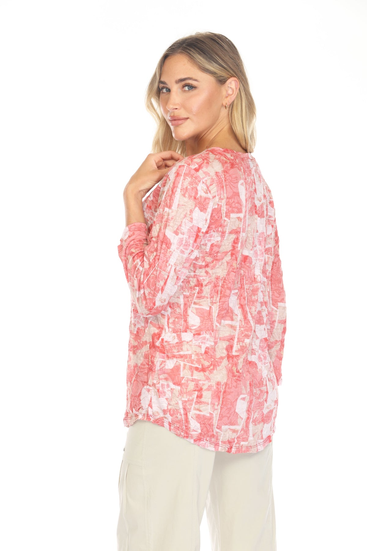 V-Neck Top - Coral Mosaic - CARINE
