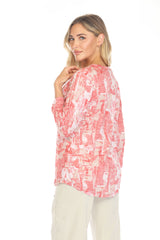 V-Neck Top - Coral Mosaic - CARINE