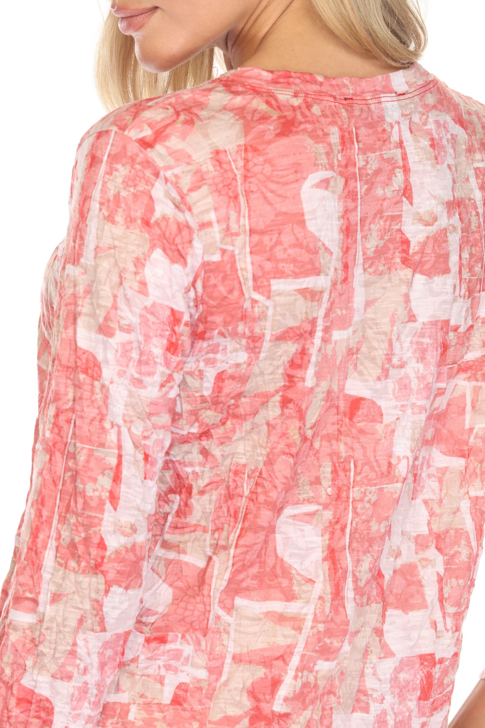V-Neck Top - Coral Mosaic - CARINE