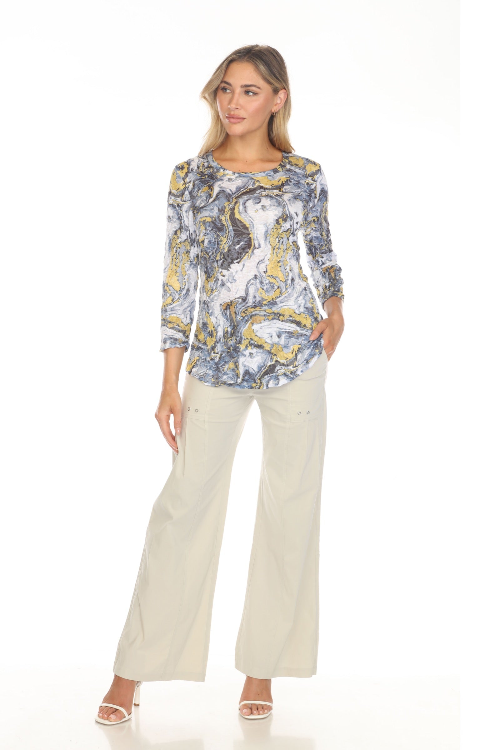 Round-Neck Top - Gold Leaf - CARINE