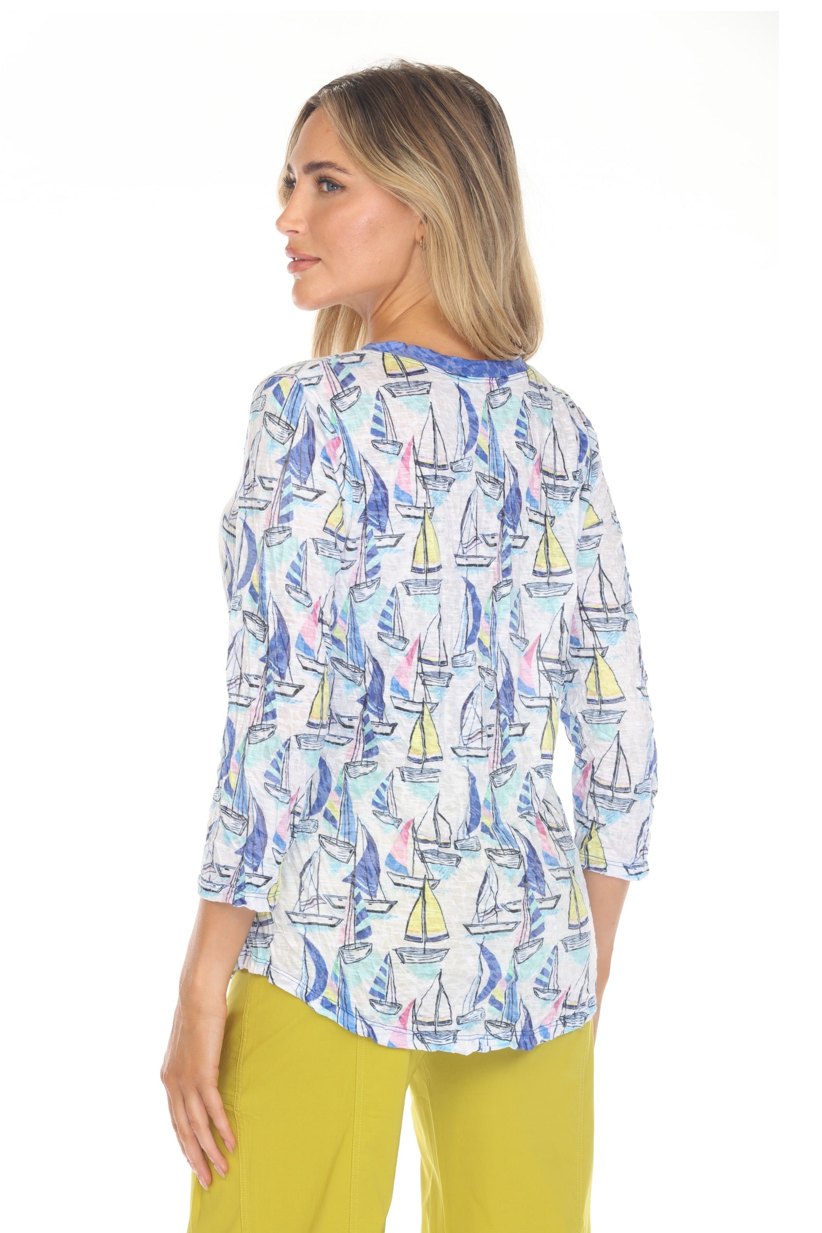 V-Neck Top - Sail Boats - CARINE