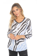 V-Neck Top - Zebra Frost - CARINE