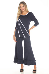 Ava Top and Patch Crop Pant Set - Navy - CARINE