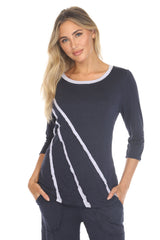 Ava Top and Patch Crop Pant Set - Navy - CARINE