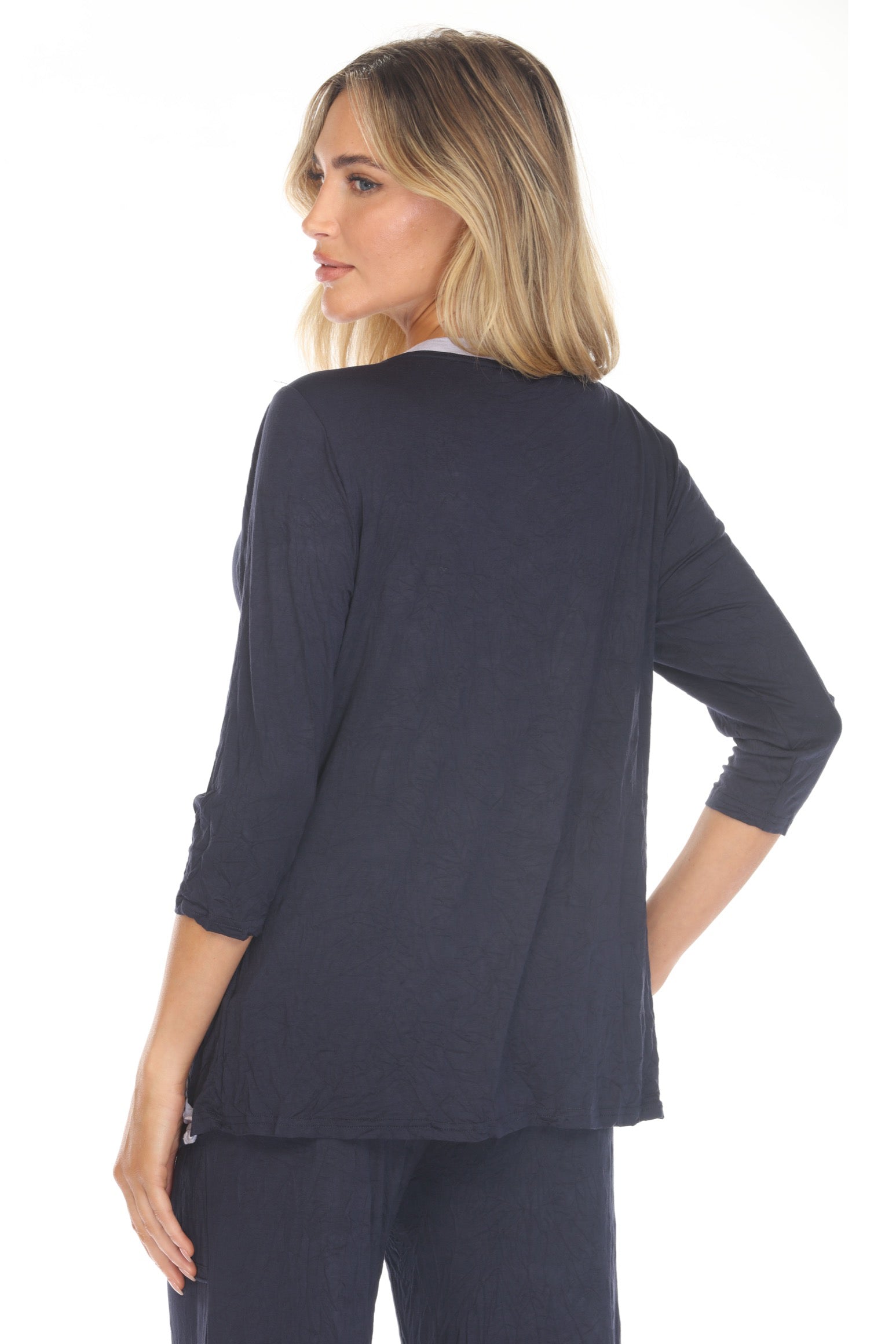 Ava Top and Patch Crop Pant Set - Navy - CARINE