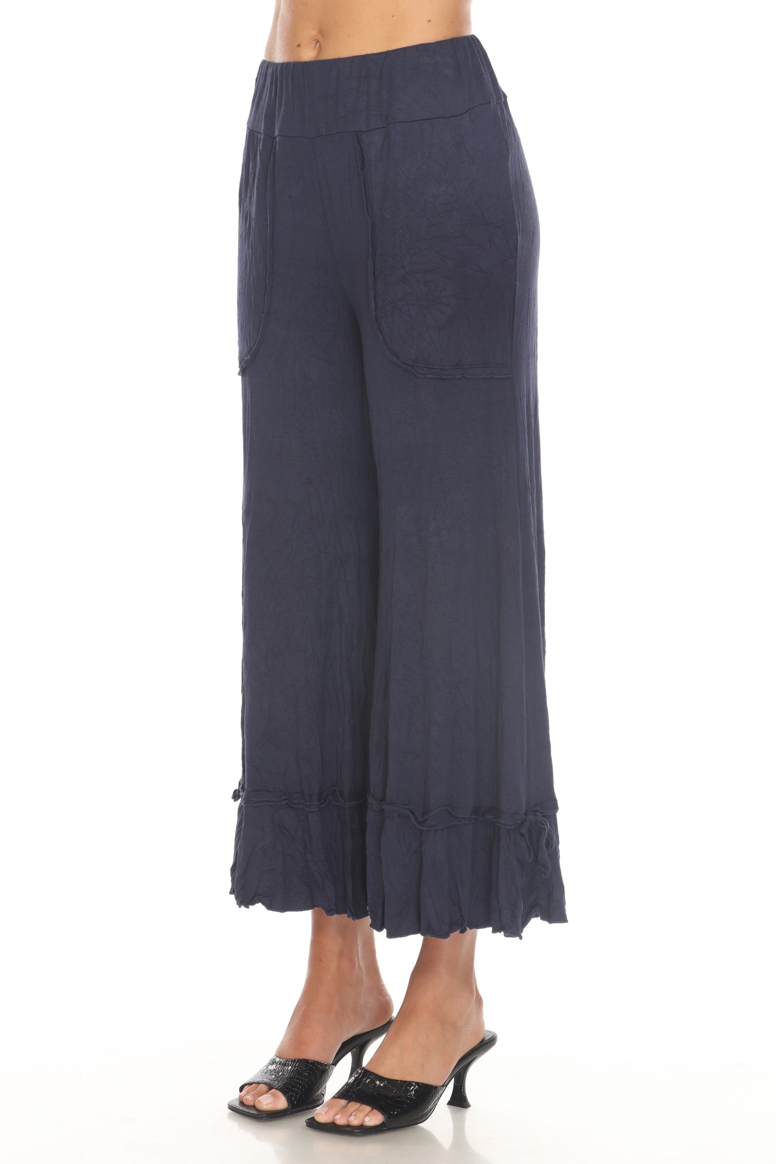 Tara Top and Patch Crop Pant Set - Navy - CARINE