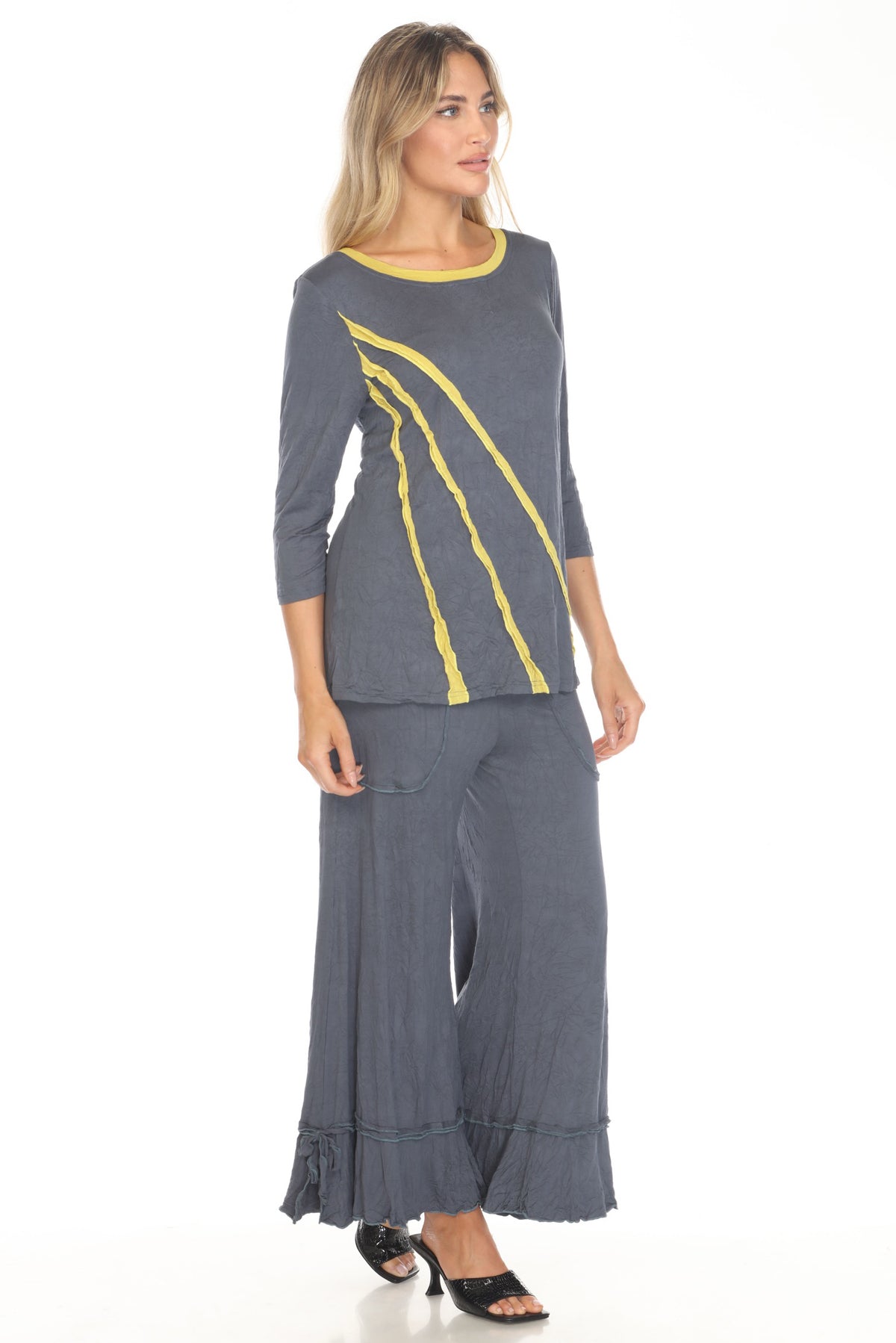 Ava Top and Patch Crop Pant Set - Slate - CARINE