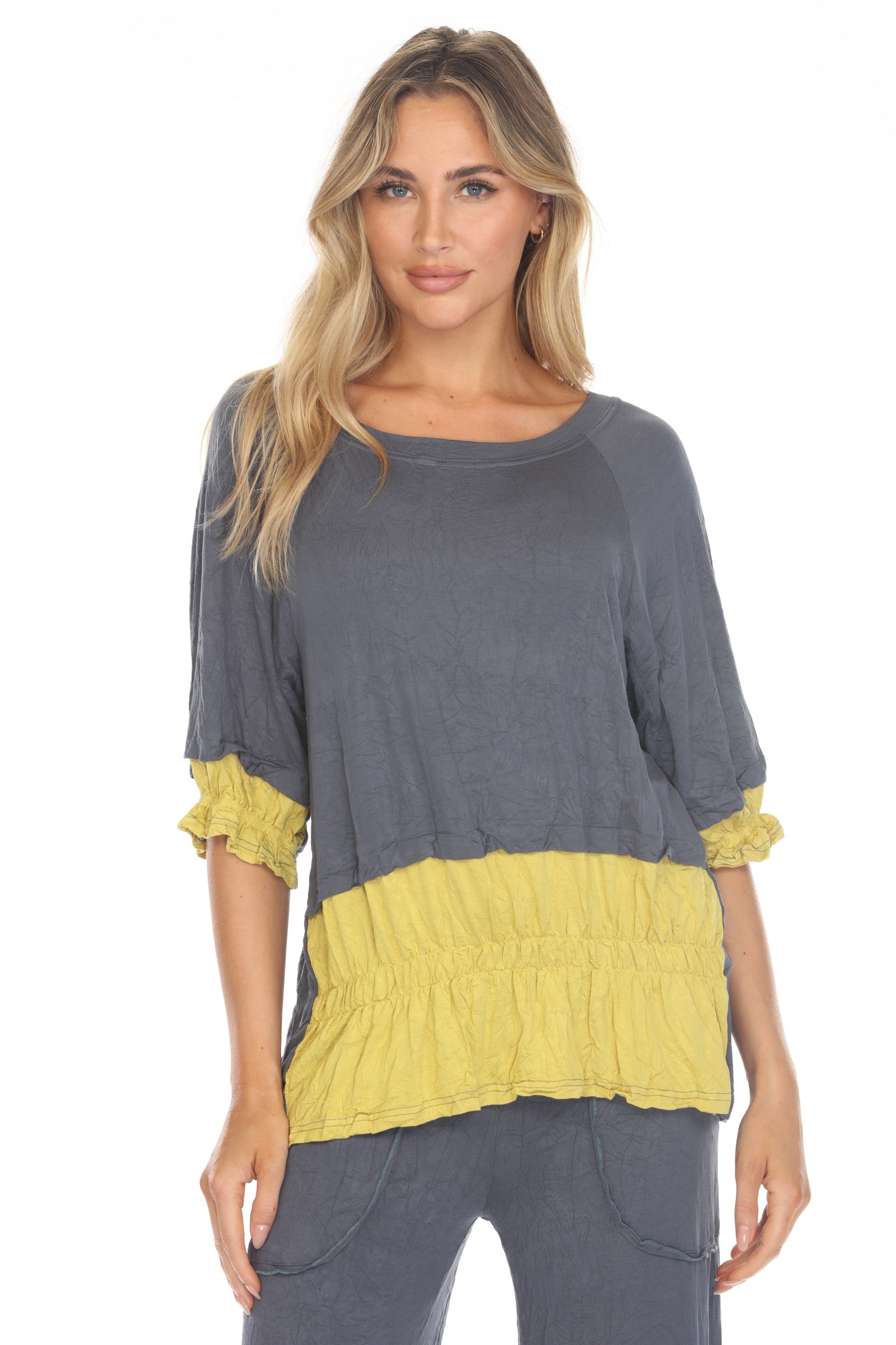 Tara Top and Patch Crop Pant Set - Slate - CARINE
