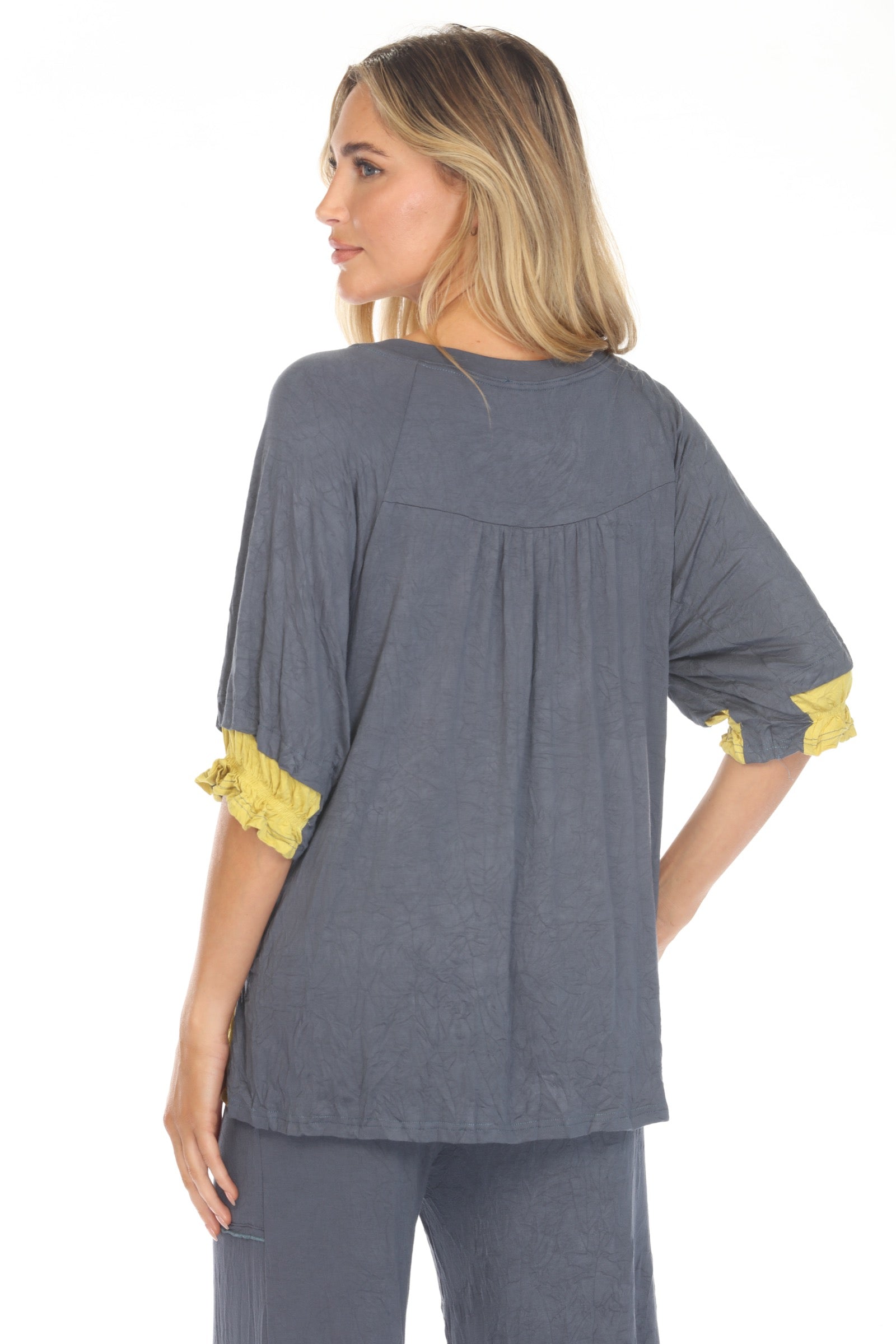 Tara Top and Patch Crop Pant Set - Slate - CARINE