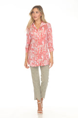 Selena Shirt - Coral Mosaic - CARINE