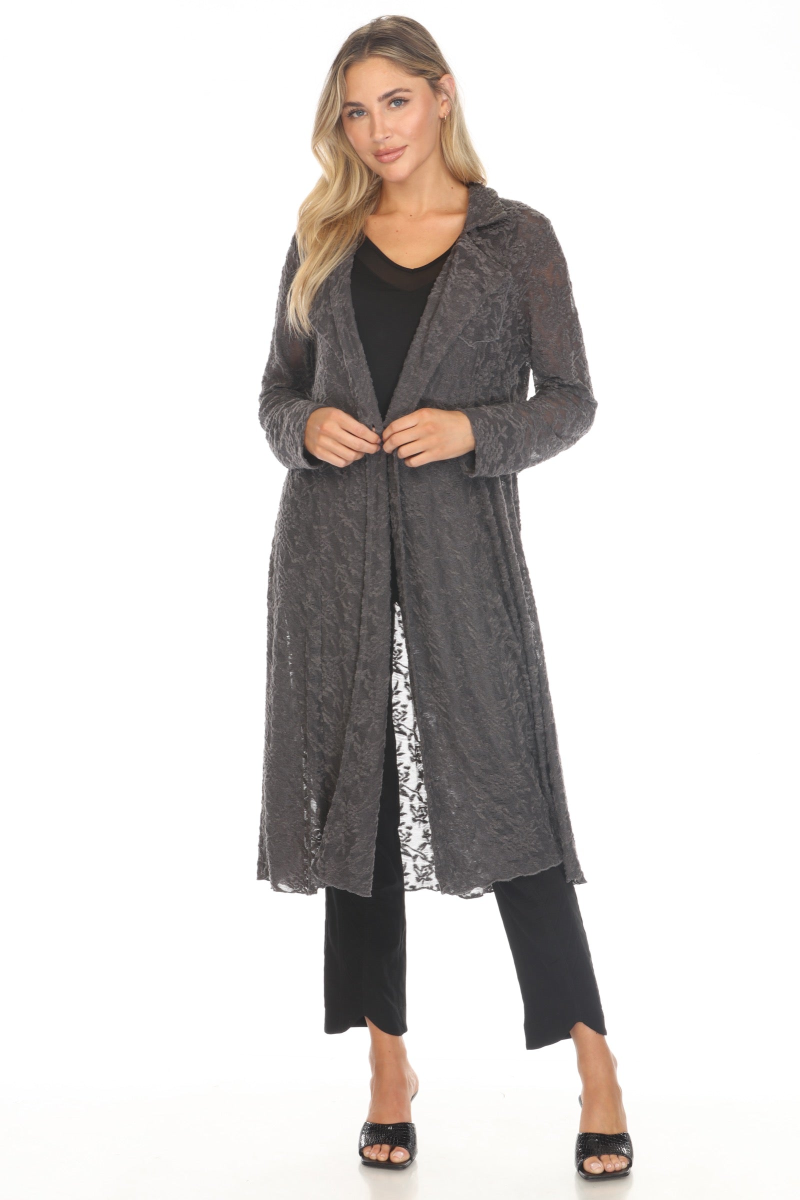 Textured Lace Duster Jacket - CARINE