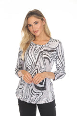 Round-Neck Top - Noir Contours - CARINE