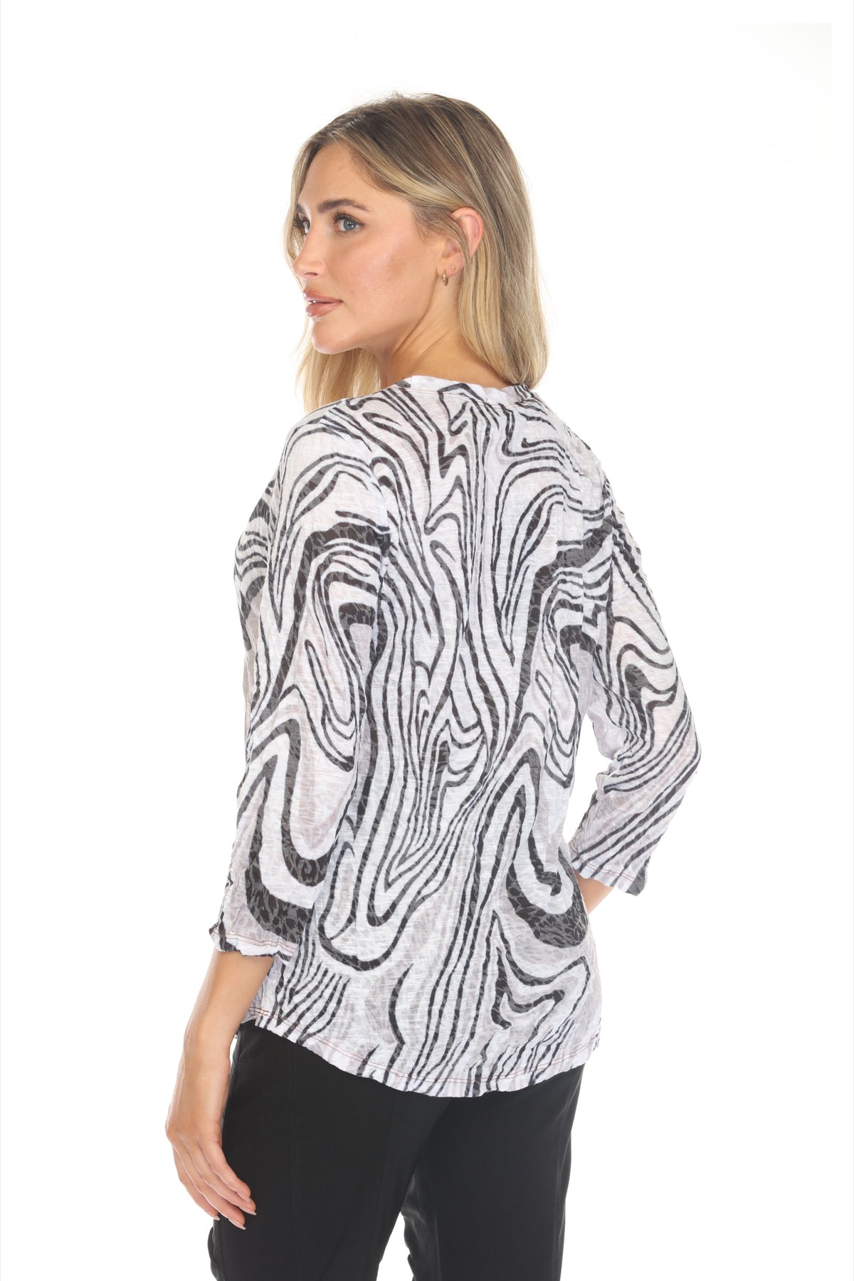 Round-Neck Top - Noir Contours - CARINE