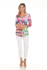 V-Neck Top - Vivid Garden - CARINE