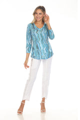 V-Neck Top - Aqua Strata - CARINE