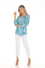 V-Neck Top - Aqua Strata - CARINE