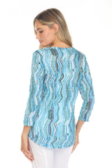 V-Neck Top - Aqua Strata - CARINE
