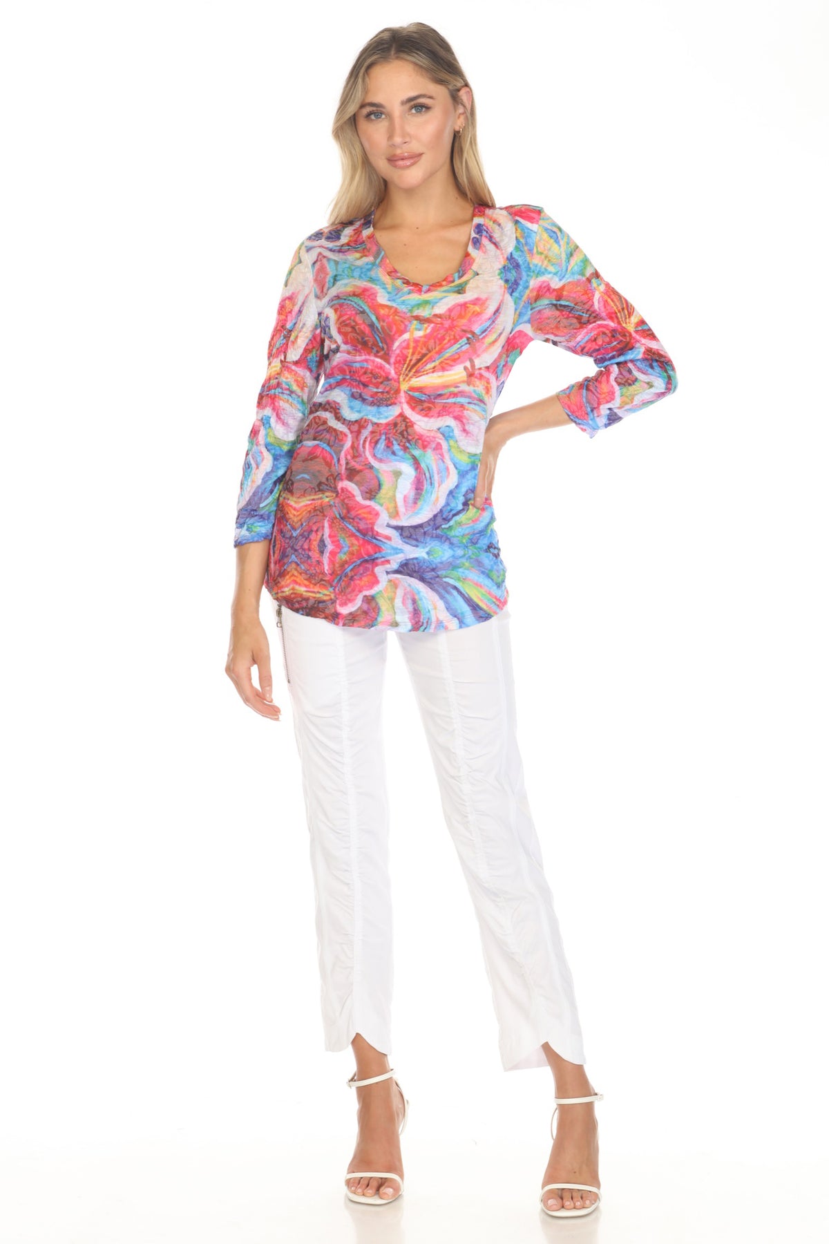 V-Neck Top - Radiant Lily - CARINE
