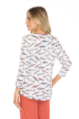 V-Neck Top - Painted Fish - CARINE