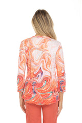 Round-Neck Top - Tangerine Swirl - CARINE