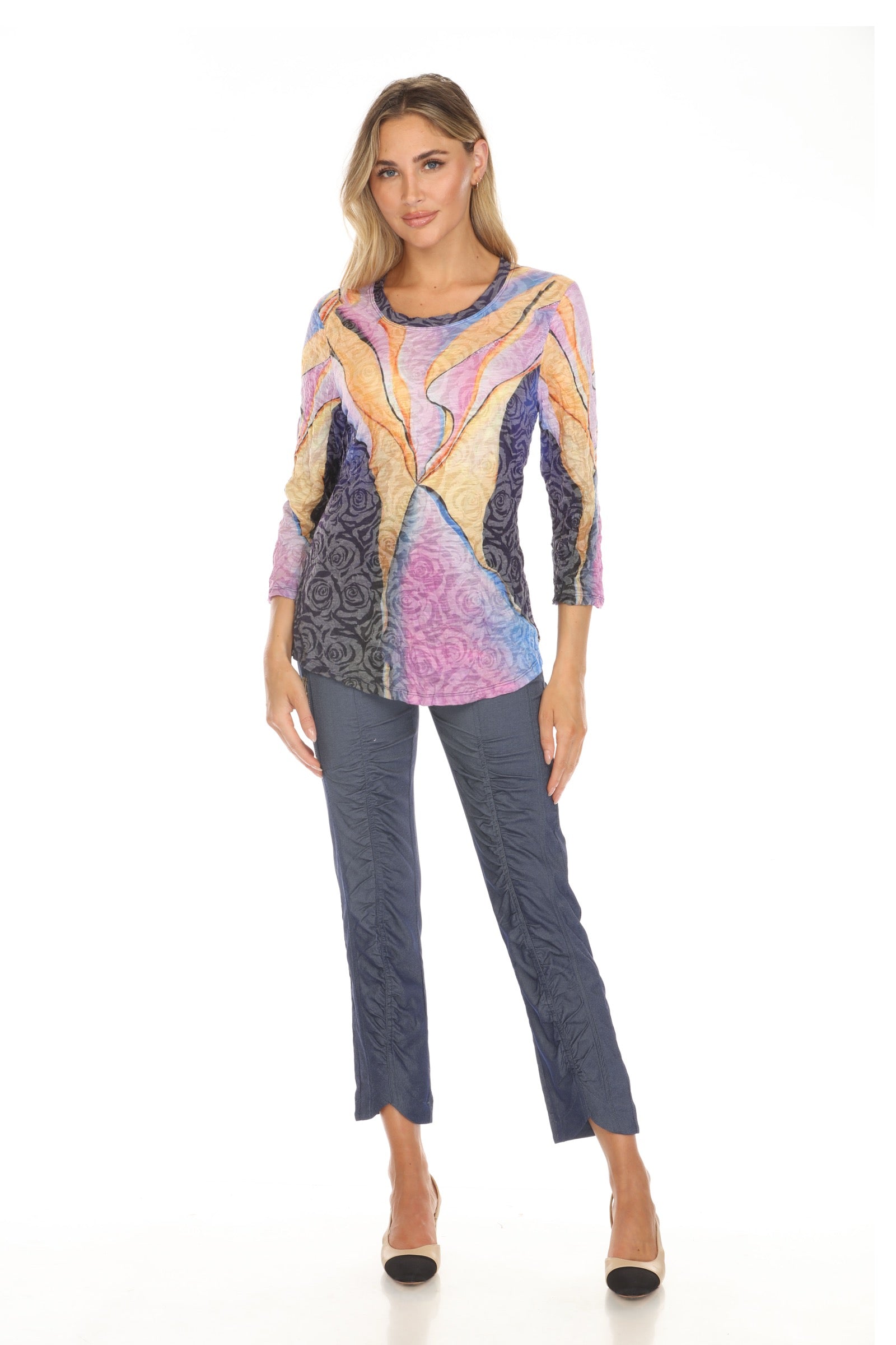 Round-Neck Top - Mystic Bloom - CARINE