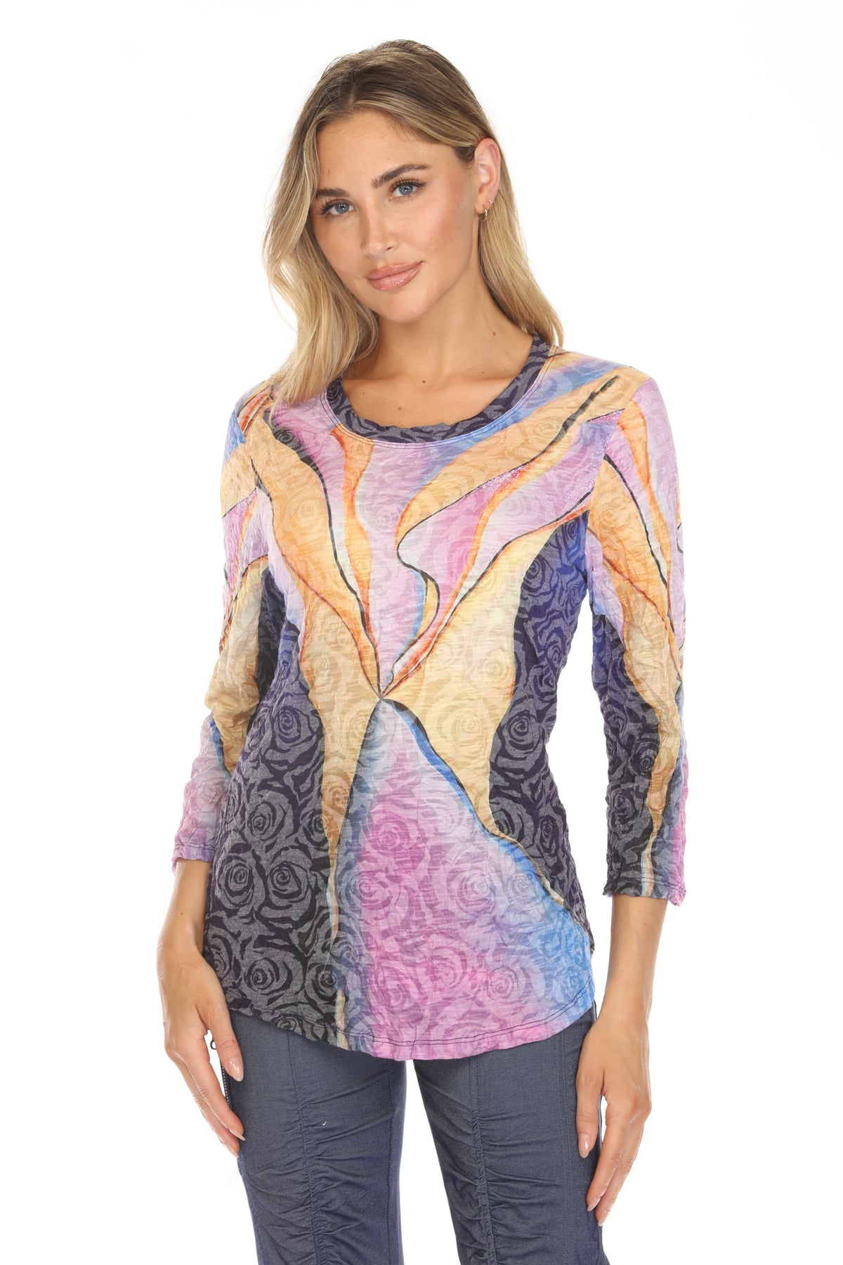 Round-Neck Top - Mystic Bloom