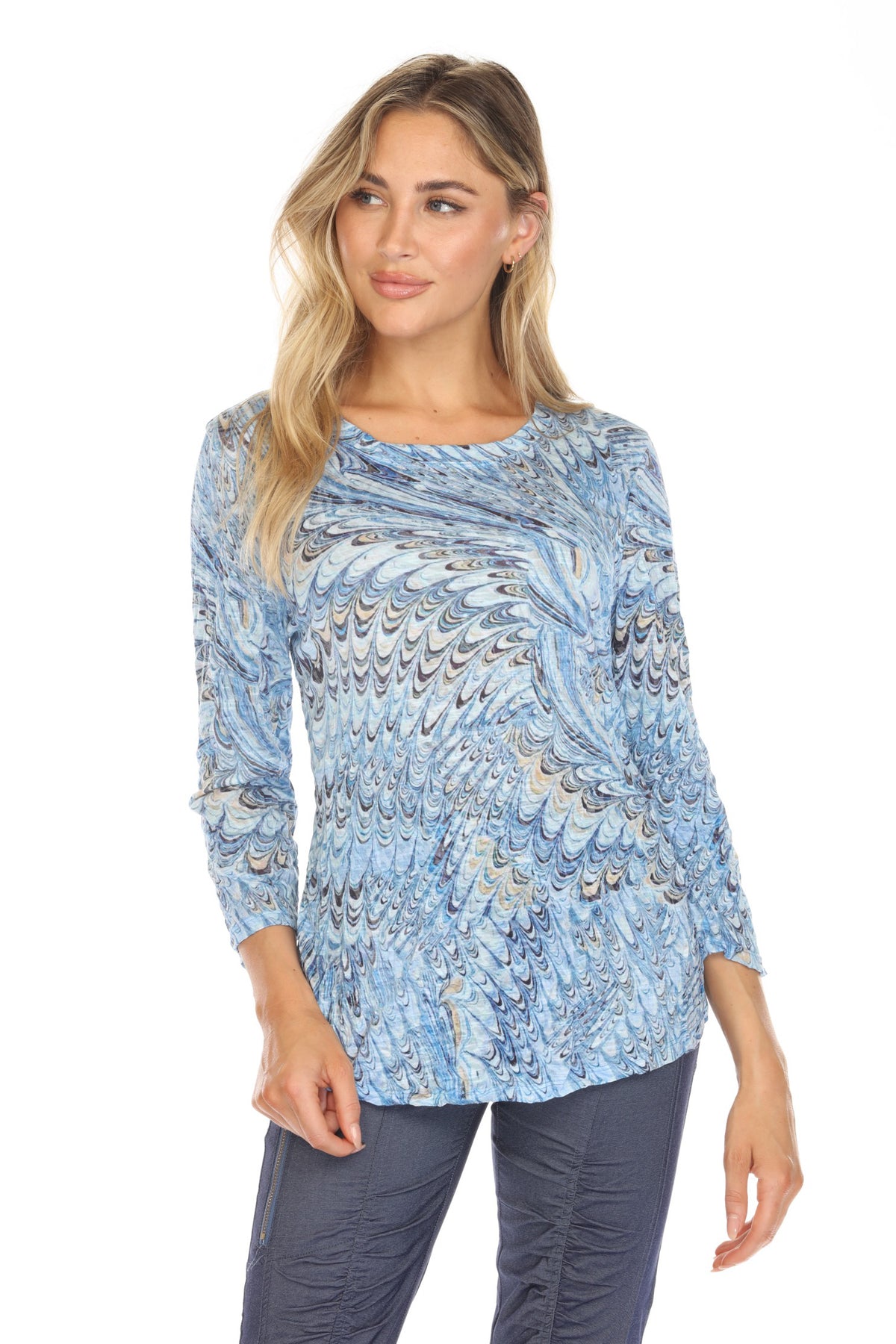 Round-Neck Top - Ocean Splash - CARINE
