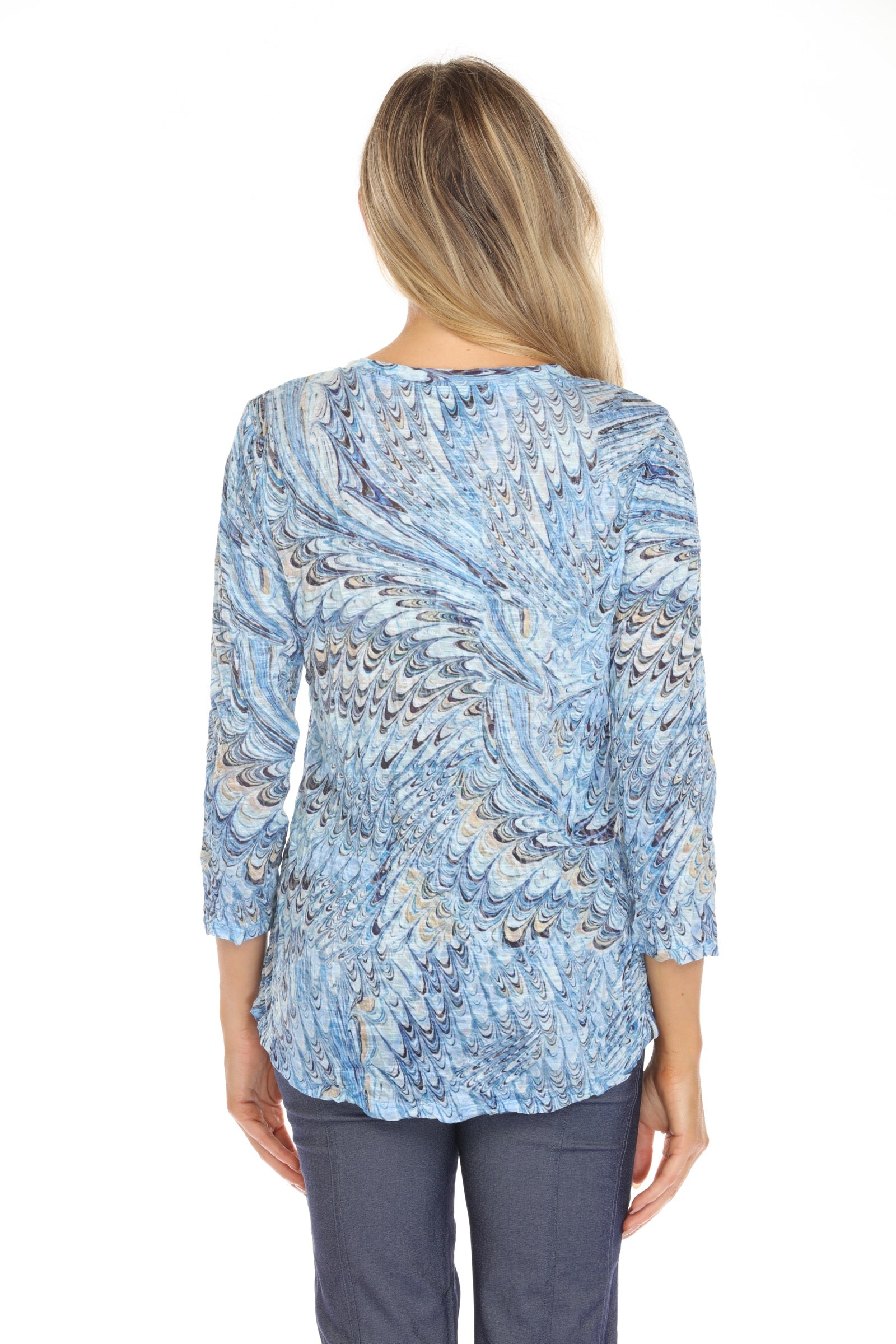 Round-Neck Top - Ocean Splash - CARINE